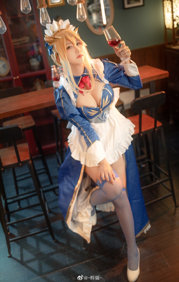 【COS正片】FGO白枪呆cos同人女仆礼服 cn梓貓