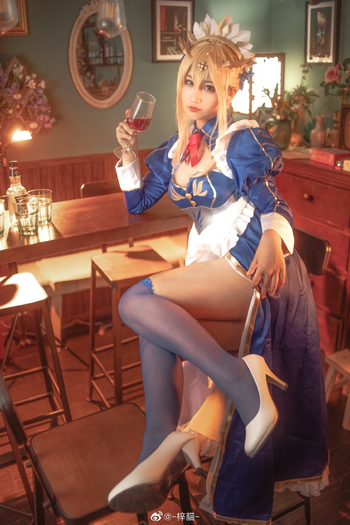 【COS正片】FGO白枪呆cos同人女仆礼服 cn梓貓