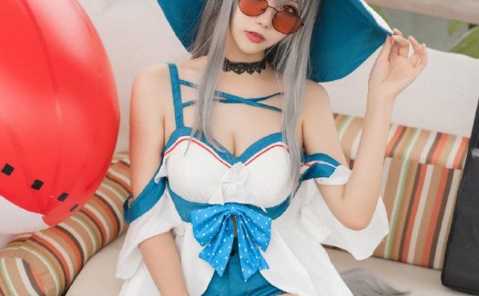 【COS正片】明日方舟斯卡蒂泳装cos 驭浪WR04 Momoko葵葵