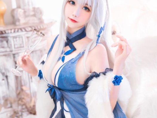 【COS正片】碧蓝航线 信浓胧月十夜cos唯美宴会礼服 Momoko葵葵